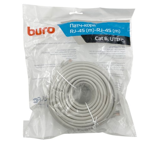 Патч-корд Buro UTP 4 пары cat6 CCA molded 20м серый RJ-45 (m)-RJ-45 (m) Патч-корд Buro UTP 4 пары cat6 CCA molded 20м серый RJ-45 (m)-RJ-45 (m)