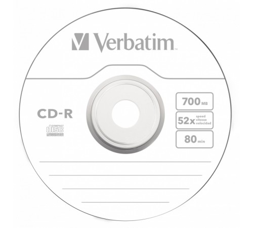 Диск CD-R Verbatim 700Mb 52x Slim case (1шт) (43347)
