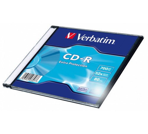 Диск CD-R Verbatim 700Mb 52x Slim case (1шт) (43347)