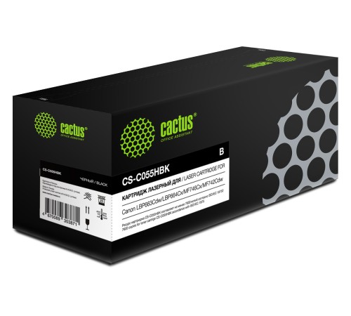 Картридж лазерный Cactus CS-C055HBK 055 H BK черный (7600стр.) для Canon LBP663Cdw/LBP664Cx/MF746Cx/MF742Cdw/MF744Cdw