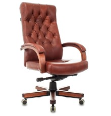 Кресло руководителя Бюрократ T-9928WALNUT светло-коричневый Leather Eichel кожа крестов. металл/дерево