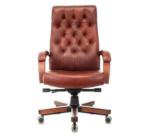 Кресло руководителя Бюрократ T-9928WALNUT светло-коричневый Leather Eichel кожа крестов. металл/дерево
