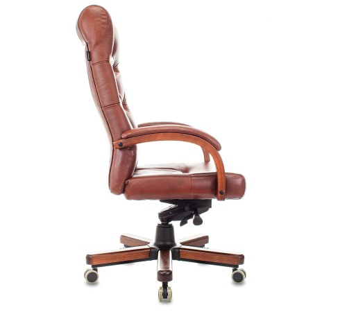 Кресло руководителя Бюрократ T-9928WALNUT светло-коричневый Leather Eichel кожа крестов. металл/дерево