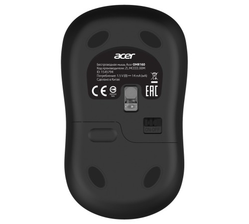 Мышь Acer OMR160 черный оптическая (1200dpi) беспроводная USB (3but)