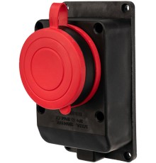 Розетка силов. Rexant 111-007 откр. зазем. крыш. IP44 черный/красный (упак.:1шт)