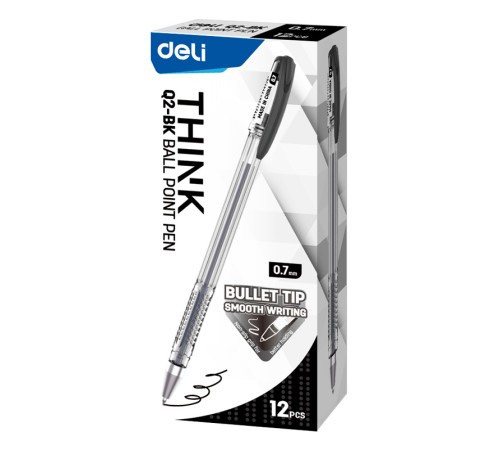 Ручка шариковая Deli EQ2-BK Think 0.7мм прозрачный/черный черные чернила (1 шт)