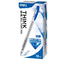 Ручка шариковая Deli EQ2-BL Think 0.7мм прозрачный/синий синие чернила