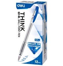 Ручка шариковая Deli EQ2-BL Think 0.7мм прозрачный/синий синие чернила