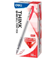 Ручка шариковая Deli EQ2-RD Think 0.7мм прозрачный/красный красные чернила