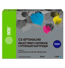 Картридж струйный Cactus CS-EPT04A240 T04A2 голубой (85мл) для Epson WorkForce Pro WF-C8190, WF-C8690