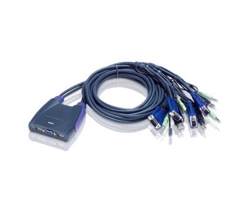 Переключатель электронный ATEN 4-Port USB VGA/Audio Cable KVM Switch (0.9m, 1.2m) (CS64US-AT)