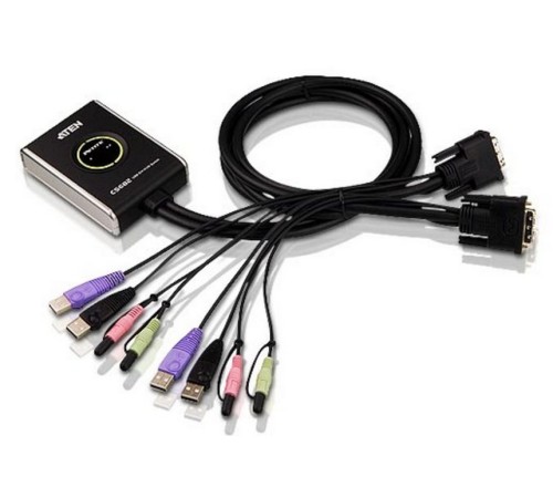 Переключатель электронный ATEN 2-Port USB DVI/Audio Cable KVM Switch with Remote Port Selector (CS682-AT)