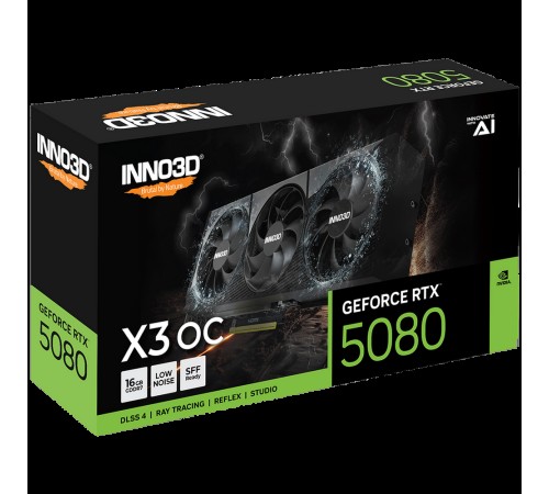 Видеокарта INNO3D RTX5080 ХЗ ОС 16GB GDDR7 256bit 3xDP HDMI 3FAN RTL
