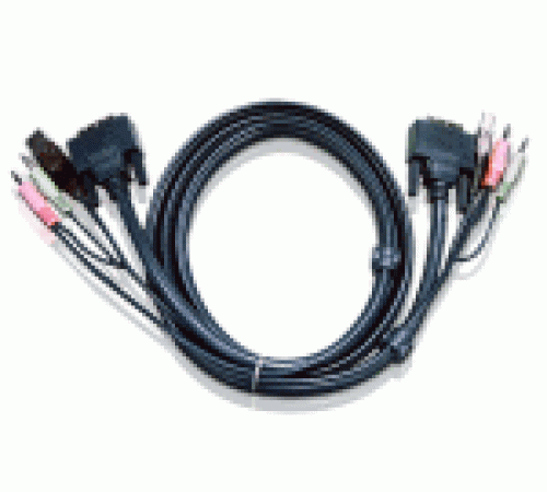 Кабель KVM USB(тип А Male)+DVI-D(Male)+2хАудио(Male) <-> USB(тип B Male)+DVI-D(Male)+2хАудио(Male) 3м., черный. ATEN 2L-7D03U