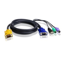 Шнур, мон., клав.+мышь USB, SPHD=>HD DB15+USB A-Тип+2x6MINI-DIN, Male-4xMale,  8+8 проводов, опрессованный,   1.8 метр., черный, (с поддерKой KVM PS/2) ATEN 2L-5302UP