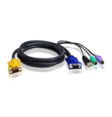 Шнур, мон., клав.+мышь USB, SPHD=>HD DB15+USB A-Тип+2x6MINI-DIN, Male-4xMale,  8+8 проводов, опрессованный,   1.8 метр., черный, (с поддерKой KVM PS/2) ATEN 2L-5302UP