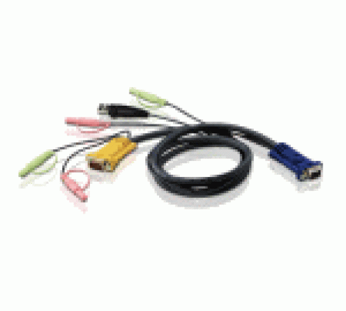 Кабель KVM  USB(тип А Male)+HDB15(Male)+2хАудио(Male) <-> SHDB15(Male)+2хАудио(Male) 1.8м черный ATEN 2L-5302U