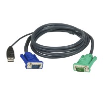 Кабель KVM  USB(тип А Male)+HDB15(Male) <->  SPHD15(Male) 5,0м., черный. ATEN 2L-5205U
