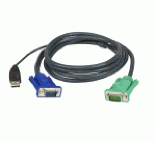Кабель KVM  USB(тип А Male)+HDB15(Male) <->  SPHD15(Male) 5,0м., черный. ATEN 2L-5205U