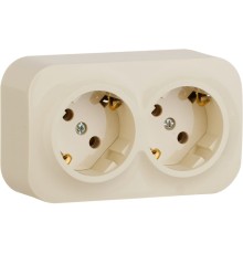 Блок силовая (2розет.) Legrand Quteo (782263) откр. зазем. IP20 слоновая кость