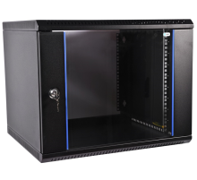 Шкаф цмо Шкаф телекоммуникационный настенный разборный 6U (600х350) дверь стекло, цвет черный (ШРН-Э-6.350-9005)