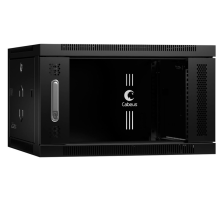 Cabeus SH-05F-6U60/35-BK Шкаф телекоммуникационный настенный 19" 6U 600x350x368mm (ШхГхВ) дверь стекло, цвет черный (RAL 9004) (SH-05F-6U60/35-BK)