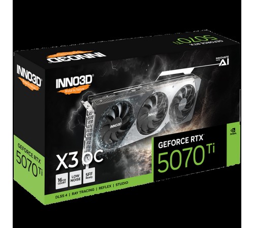 Видеокарта INNO3D RTX5070Ti X3 OC 16GB GDDR7 256bit 3xDP HDMI 3FAN RTL