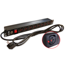 Блок розеток 19" 8 шт. C13 с фиксатором вилки, 10A 250V, шнур питания 3.0 м (TWT-PDU-10A8C3L-3.0)