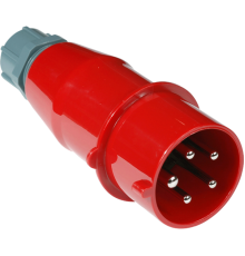 Вилка IEC 309 трехфазная, папа, 32A, 380V, разборная, красная (LAN-IEC-309-32A3P/M)