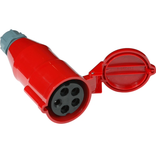 Вилка IEC 309 трехфазная, мама, 32A, 380V, разборная, красная (LAN-IEC-309-32A3P/F)