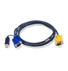Шнур, мон., клав.+мышь USB, SPHD15=>HD DB15+USB A-Тип, Male-2xMale,  8+4 проводов, опрессованный,   1.8 метр., черный ATEN 2L-5202UP