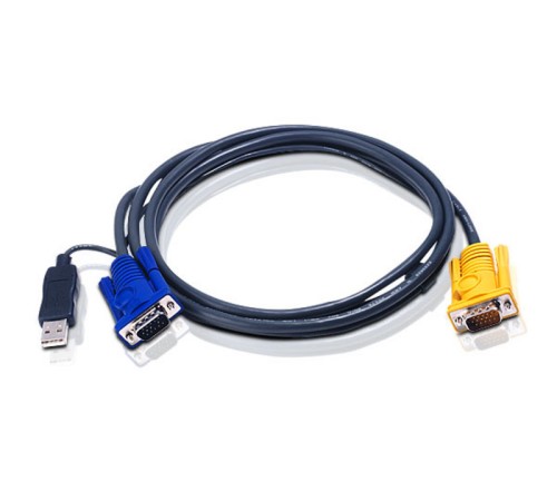 Шнур, мон., клав.+мышь USB, SPHD15=>HD DB15+USB A-Тип, Male-2xMale,  8+4 проводов, опрессованный,   1.8 метр., черный ATEN 2L-5202UP