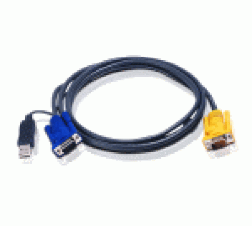 Шнур, мон., клав.+мышь USB, SPHD15=>HD DB15+USB A-Тип, Male-2xMale,  8+4 проводов, опрессованный,   1.8 метр., черный ATEN 2L-5202UP