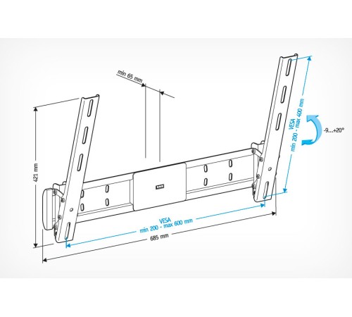 Кронштейн для телевизора Holder LCD-T6609-B черный 42"-65" макс.45кг настенный наклон Кронштейн для телевизора Holder LCD-T6609-B черный 42"-65" макс.45кг настенный наклон