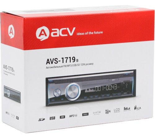 Автомагнитола ACV AVS-1719B 1DIN 4x45Вт