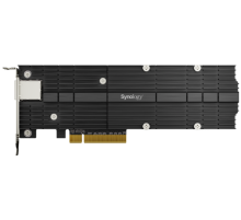 Сетевая карта и адаптер Synology M.2 SSD-NVME adapter M.2 22110/2280, 2 slots m.2 key , 10 Gigabit port RJ-45, PCIe 3.0 x8 adapter (FH bracket)' (E10M20-T1)