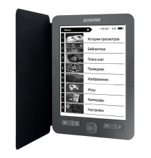 Электронная книга Digma X1 6" E-ink HD 758x1024 Touch Screen 600MHz 128Mb/4Gb/SD/microSDHC/подсветка дисплея темно-серый (в компл.:обложка)