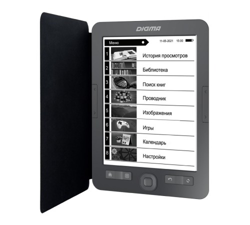 Электронная книга Digma M2 6" E-ink HD 758x1024 600MHz 128Mb/4Gb/SD/microSDHC/подсветка дисплея темно-серый Электронная книга Digma M2 6" E-ink HD 758x1024 600MHz 128Mb/4Gb/SD/microSDHC/подсветка дисплея темно-серый