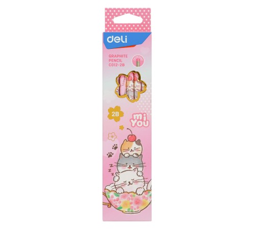 Карандаш чернографит. Deli MiYou EC012-2B 2B шестигран. ластик корпус ассорти коробка картонная (12шт) Карандаш чернографит. Deli MiYou EC012-2B 2B шестигран. ластик корпус ассорти коробка картонная (12шт)