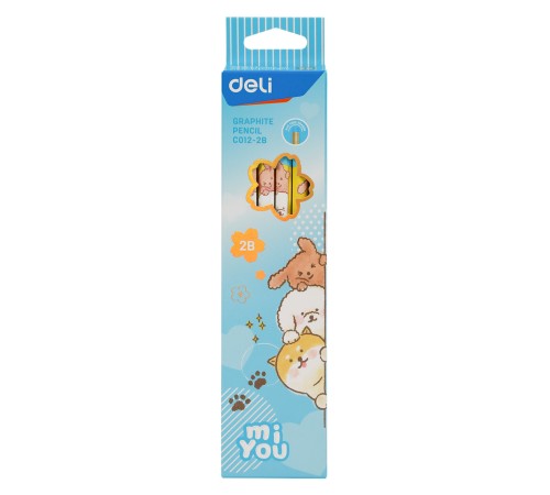 Карандаш чернографит. Deli MiYou EC012-2B 2B шестигран. ластик корпус ассорти коробка картонная (12шт) Карандаш чернографит. Deli MiYou EC012-2B 2B шестигран. ластик корпус ассорти коробка картонная (12шт)