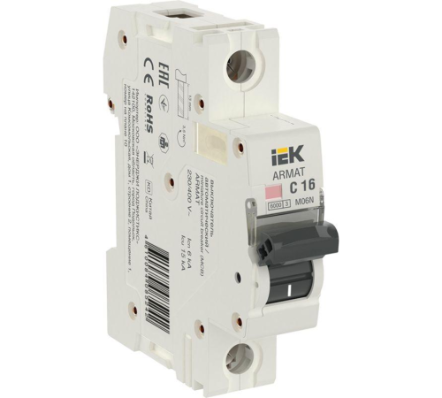 Выключатель автоматический IEK Armat AR-M06N-1-C016 M06N 16A тип C 6kA 1П 230/400В 1мод