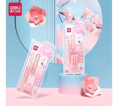 Ручка перьевая Deli SAKURA (A938) картридж синие чернила коробка/европод.