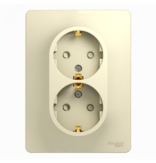 Systeme electric GSL000226 GLOSSA РОЗЕТКА двойная с заземлением со шторками, 16А, в сборе, БЕЖЕВЫЙ