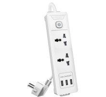 Сетевой  фильтр универсальный Deli ET407/ 3розетки + 3USB ,  2 м