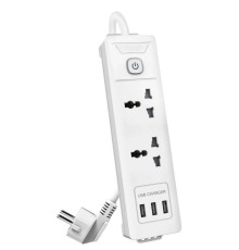 Сетевой  фильтр универсальный Deli ET407/ 3розетки + 3USB ,  2 м