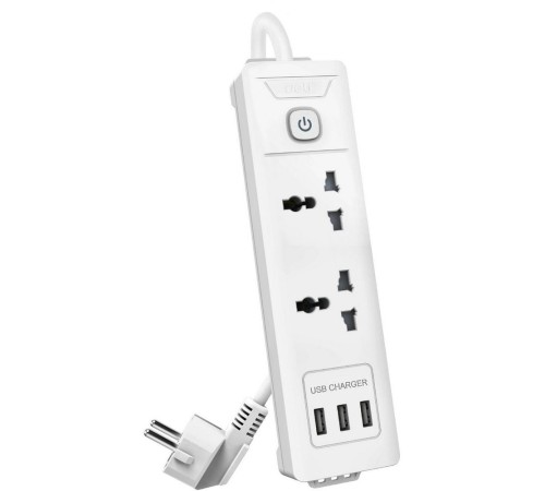 Сетевой  фильтр универсальный Deli ET407/ 3розетки + 3USB ,  2 м