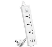 Сетевой  фильтр универсальный Deli ET408 / 3розетки + 3USB ,  2 м