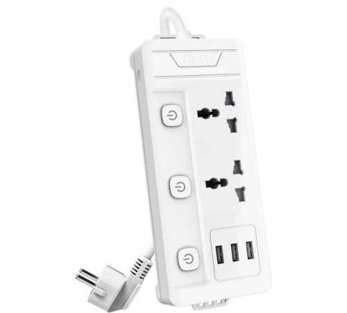 Сетевой  фильтр универсальный Deli ET409 / 2розетки + 3USB ,  2 м