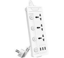 Сетевой  фильтр универсальный Deli ET410/ 3розетки + 3USB ,  2 м