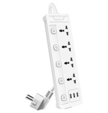 Сетевой  фильтр универсальный Deli ET411/ 4розетки + 3USB  , 2 м